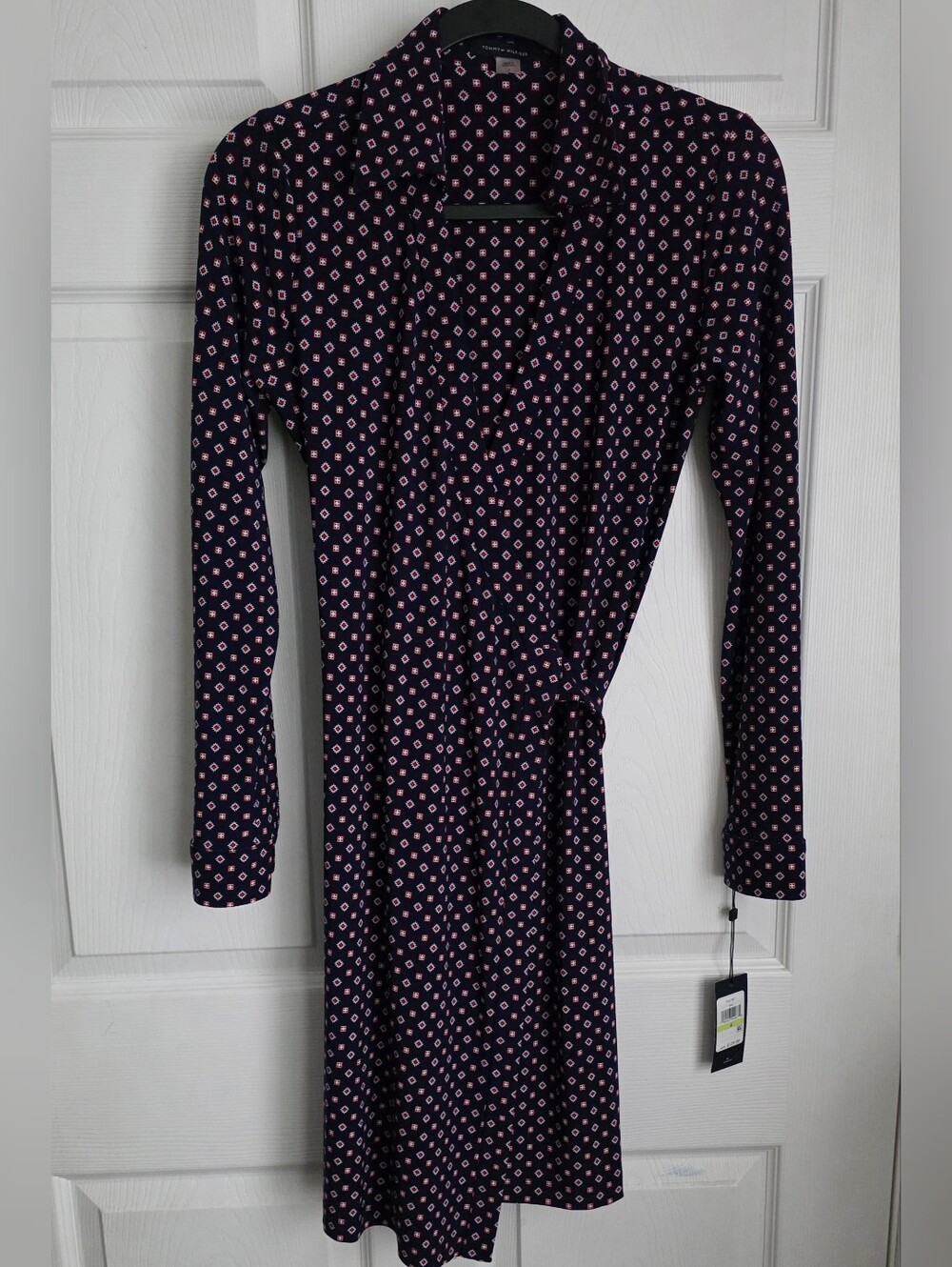 NWT Tommy Hilfiger Navy Multi Geometric Wrap Dress Size 4 TD6J1BC1
